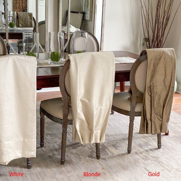 (Set of x2) FAAB - Custom 100% Persia Silk - 28” x 119” Gold Lined Drapes - Picture 1 of 11